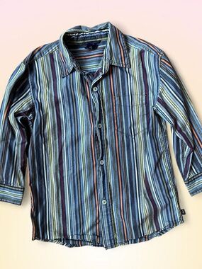 Vintage GAP Boys Multicolor Stripe Button Up Dress Shirt